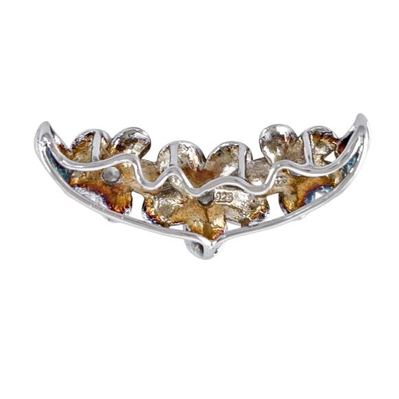 Vintage Sterling Silver 925 Cubic Zirconia Plumeria Slide Pendant - Picture 4 of 7